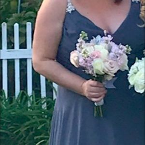 Hayley Paige dusty blue dress